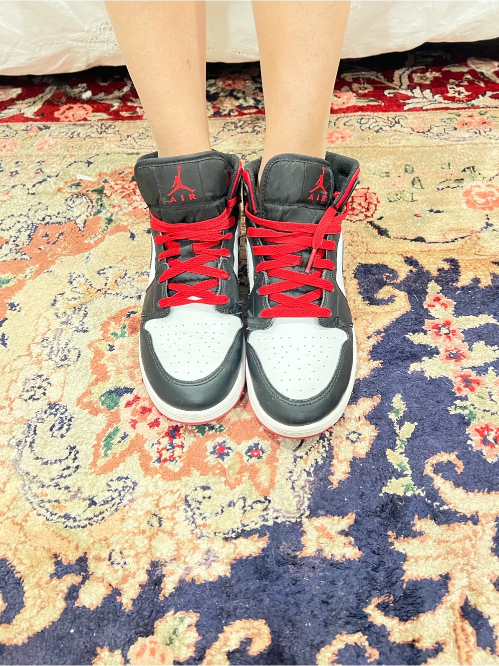 Jordan High-Top Sneakers in Black, White & Red. + A LITTLE GIFT 🎁 - Picture 2 of 9